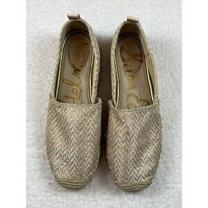 Sam Edelman Shoes Womens 8.5 Khloe Espadrille Beige Metallic Chevron Beach Boho